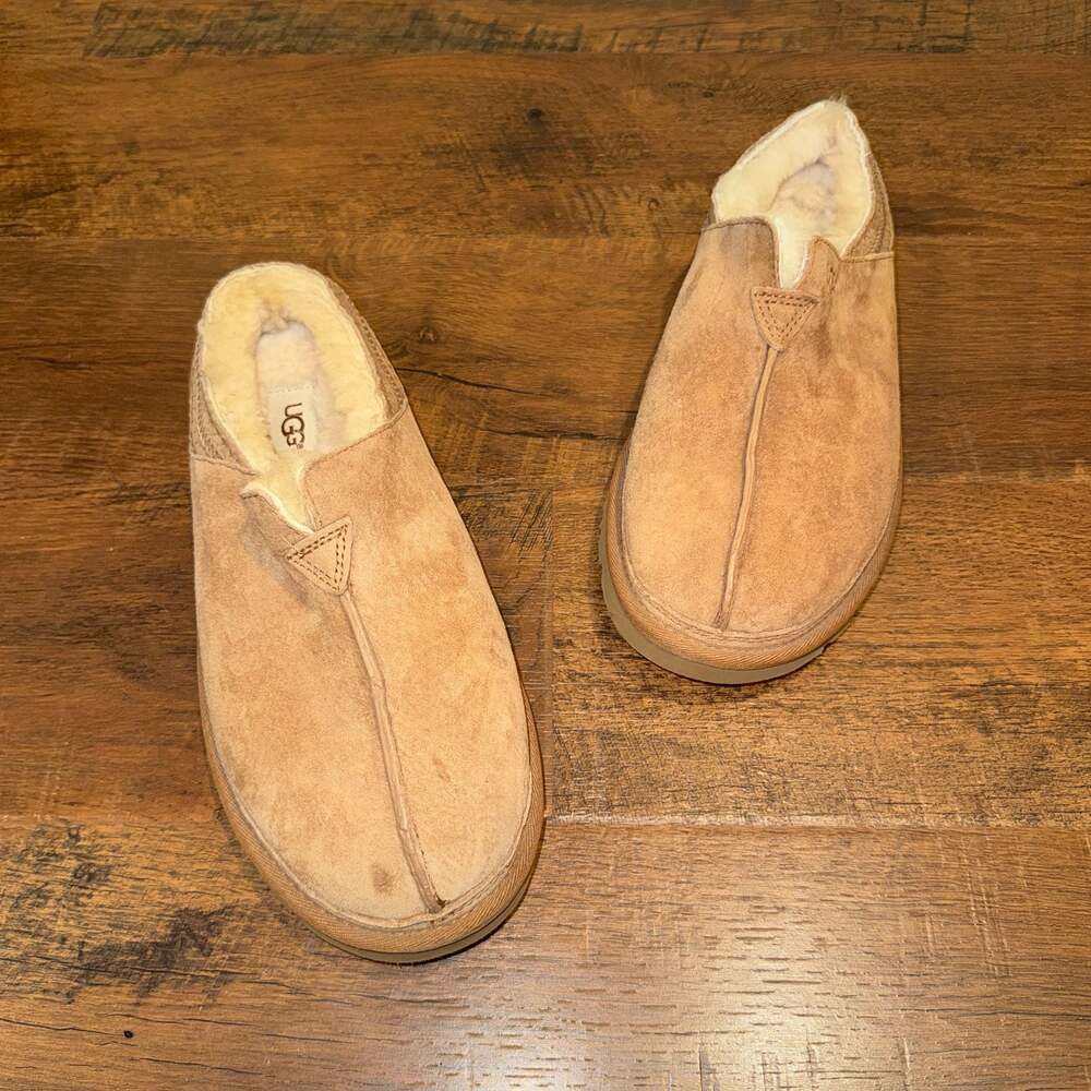 UGG Men’s Tasman Chestnut Suede Shearling Lined Slippers Size 10 Neuman